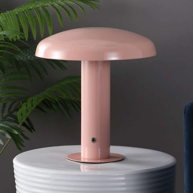 Suillius 11" Contemporary Rechargeable/Cordless Dimmable Integrated LED Mushroom Table Lamp, Pink - Lighting - 5