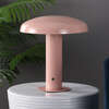 Suillius 11" Contemporary Rechargeable/Cordless Dimmable Integrated LED Mushroom Table Lamp, Pink - Lighting - 5