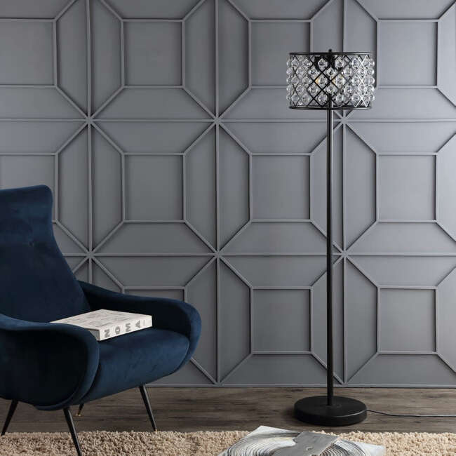 Elizabeth 60" Crystal/Metal LED Floor Lamp, Bronze/Clear - Lighting - 5