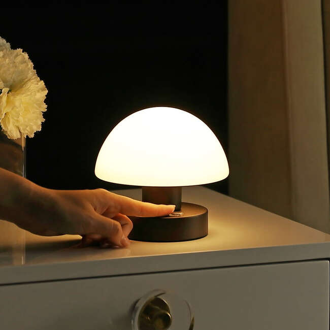 Zoe 5.75" Rechargeable Integrated Portable LED Table Lamp, Oil Rubbed Bronze/White