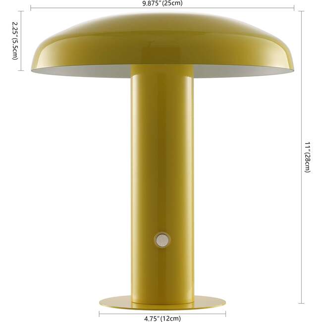 Suillius 11" Contemporary Rechargeable/Cordless Integrated Portable LED Mushroom Table Lamp, Yellow - Lighting - 4