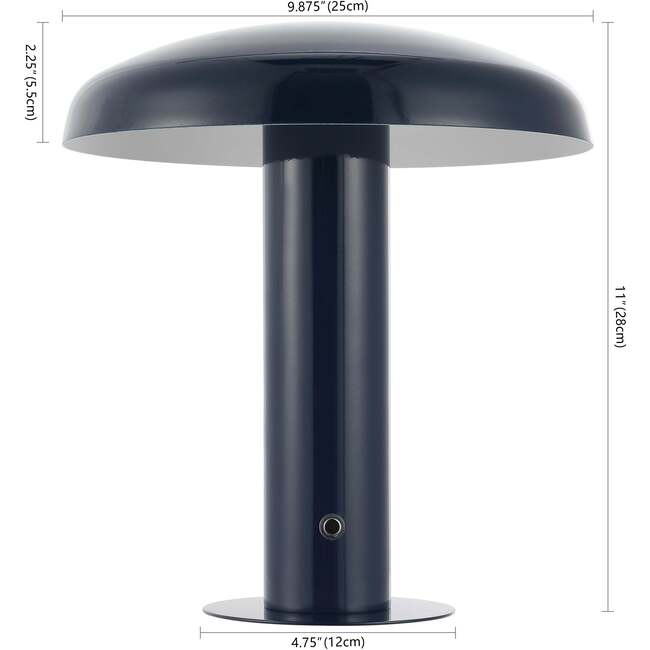 Suillius 11" Contemporary Rechargeable/Cordless Dimmable Integrated LED Mushroom Table Lamp, Navy - Lighting - 4