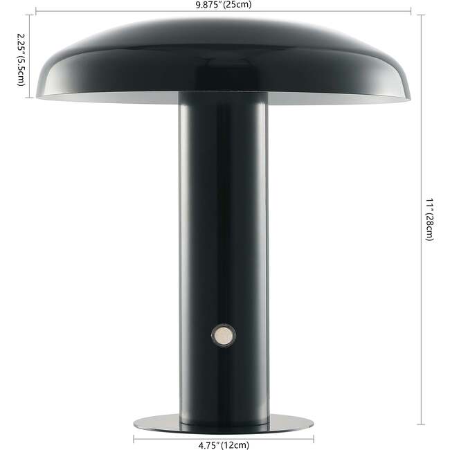 Suillius 11" Contemporary Rechargeable/Cordless Integrated Portable LED Mushroom Table Lamp, Forest Green - Lighting - 4