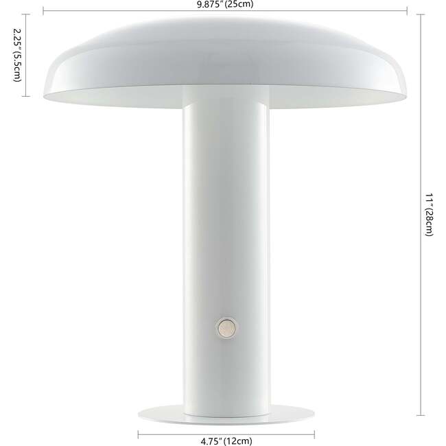 Suillius 11" Contemporary Rechargeable/Cordless Integrated Portable LED Mushroom Table Lamp, White - Lighting - 4
