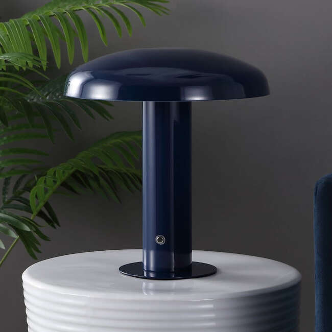 Suillius 11" Contemporary Rechargeable/Cordless Dimmable Integrated LED Mushroom Table Lamp, Navy - Lighting - 5