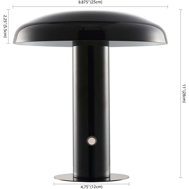 Suillius 11" Contemporary Rechargeable/Portable Integrated Portable LED Mushroom Table Lamp, Black - Lighting - 4