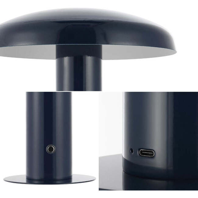Suillius 11" Contemporary Rechargeable/Cordless Dimmable Integrated LED Mushroom Table Lamp, Navy - Lighting - 7