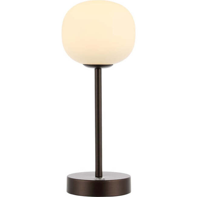 Natalia 12.25" Modern Rechargeable Integrated Portable LED Table Lamp, Oil Rubbed Bronze/White