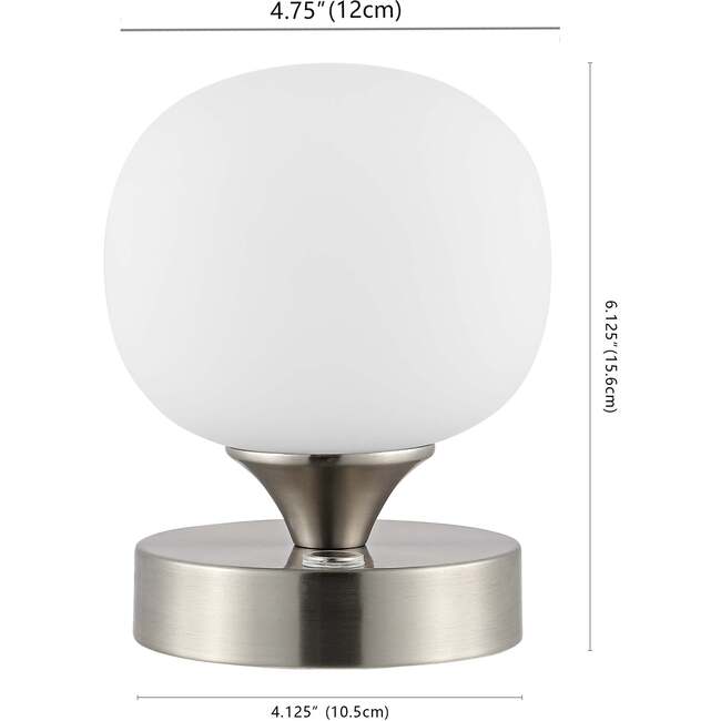 Owen 6.13" Modern Minimalist Rechargeable Integrated Portable LED Table Lamp, Nickel/White - Lighting - 4