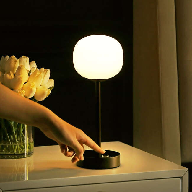 Natalia 12.25" Modern Rechargeable Integrated Portable LED Table Lamp, Oil Rubbed Bronze/White
