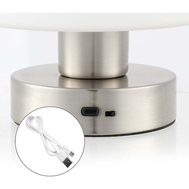 Zoe 5.75" Modern Minimalist Rechargeable Integrated Portable LED Table Lamp, Nickel/White - Lighting - 7