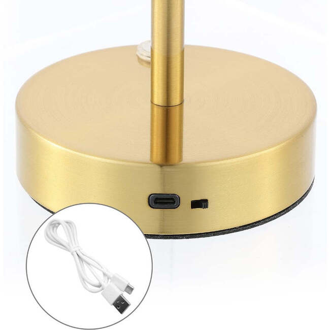 Carson 12.75" Modern Minimalist Rechargeable Integrated Portable LED Table Lamp, Brass Gold/White - Lighting - 7