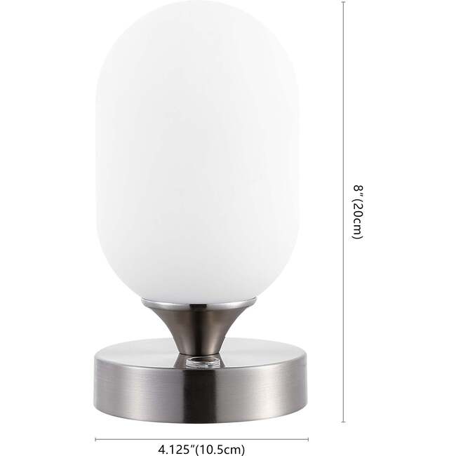 Eli 8" Modern Minimalist Rechargeable Integrated Portable LED Table Lamp, Nickel/White - Lighting - 4