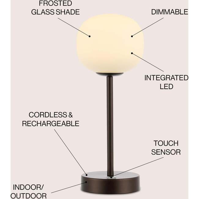 Natalia 12.25" Modern Rechargeable Integrated Portable LED Table Lamp, Oil Rubbed Bronze/White - Lighting - 3