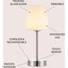 Carson 12.75" Modern Minimalist Rechargeable Integrated Portable LED Table Lamp, Nickel/White - Lighting - 3