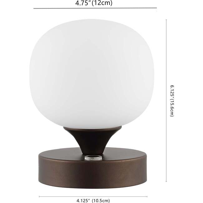 Owen 6.13" Rechargeable Integrated Portable LED Table Lamp, Oil Rubbed Bronze/White - Lighting - 4
