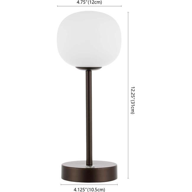 Natalia 12.25" Modern Rechargeable Integrated Portable LED Table Lamp, Oil Rubbed Bronze/White - Lighting - 4