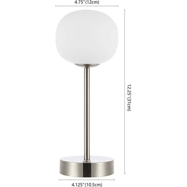 Natalia 12.25" Modern Minimalist Rechargeable Integrated Portable LED Table Lamp, Nickel/White - Lighting - 4