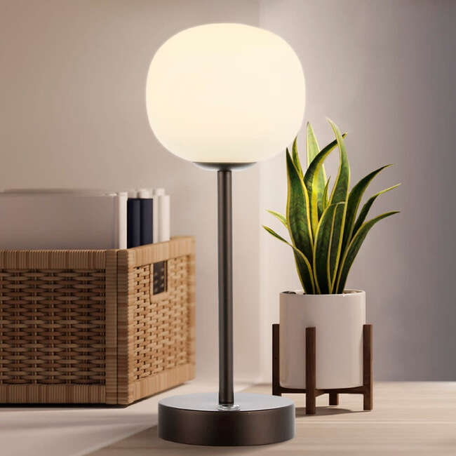 Natalia 12.25" Modern Rechargeable Integrated Portable LED Table Lamp, Oil Rubbed Bronze/White - Lighting - 5