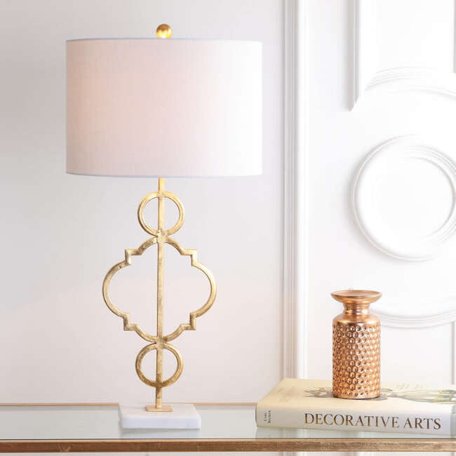 July 31" Modern Contemporary Metal LED Table Lamp, Gold Painting