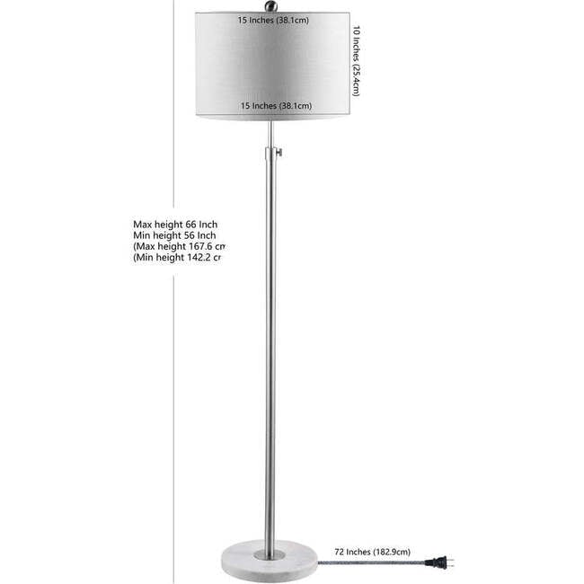 June 65" Adjustable Metal/Marble LED Floor Lamp, Chrome - Lighting - 3