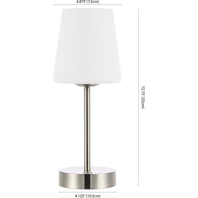 Carson 12.75" Modern Minimalist Rechargeable Integrated Portable LED Table Lamp, Nickel/White - Lighting - 4