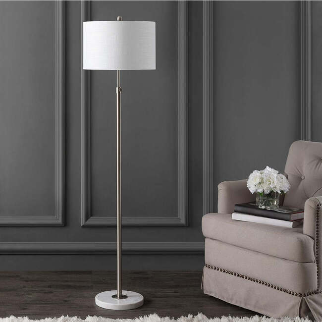 June 65" Adjustable Metal/Marble LED Floor Lamp, Chrome - Lighting - 4