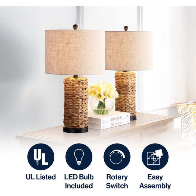 Elicia 25" 1-Light Water Hyacinth LED Table Lamp, Natural (Set of 2) - Lighting - 4