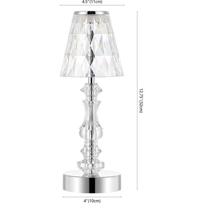 Lillian 12.75" Classic Acrylic Rechargeable Integrated Portable LED Table Lamp, Clear/Chrome - Lighting - 4