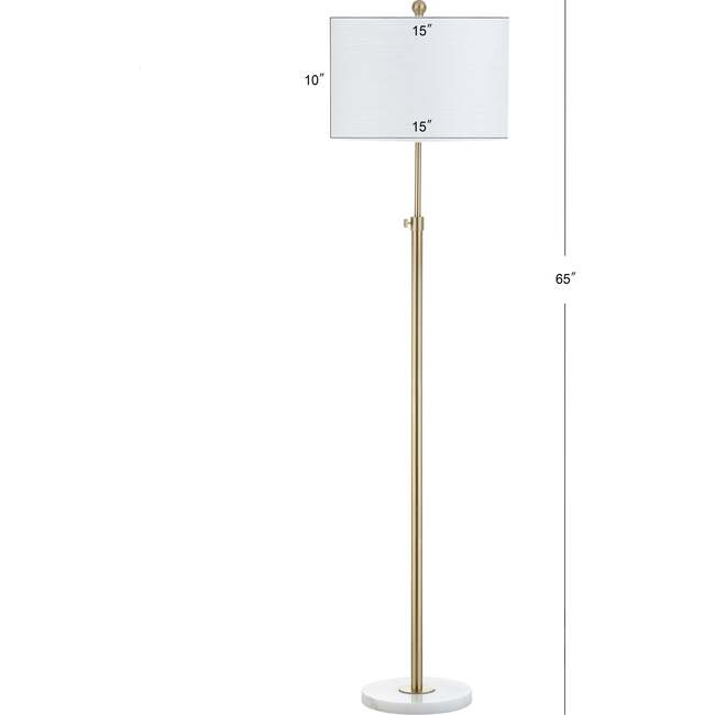 June 65" Adjustable Metal/Marble LED Floor Lamp, Brass - Lighting - 4