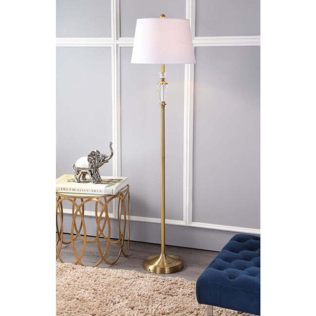 Harper 61" Crystal / Metal LED Floor Lamp, Brass Gold/Clear