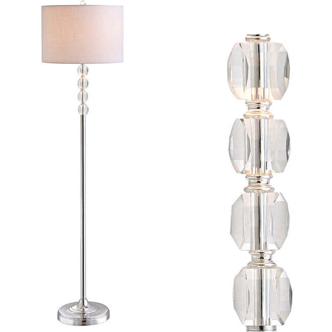 Aubrey 59.5" Crystal / Metal LED Floor Lamp, Clear/Chrome