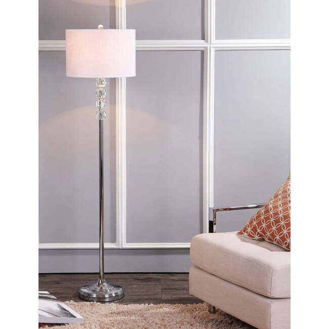 Aubrey 59.5" Crystal / Metal LED Floor Lamp, Clear/Chrome