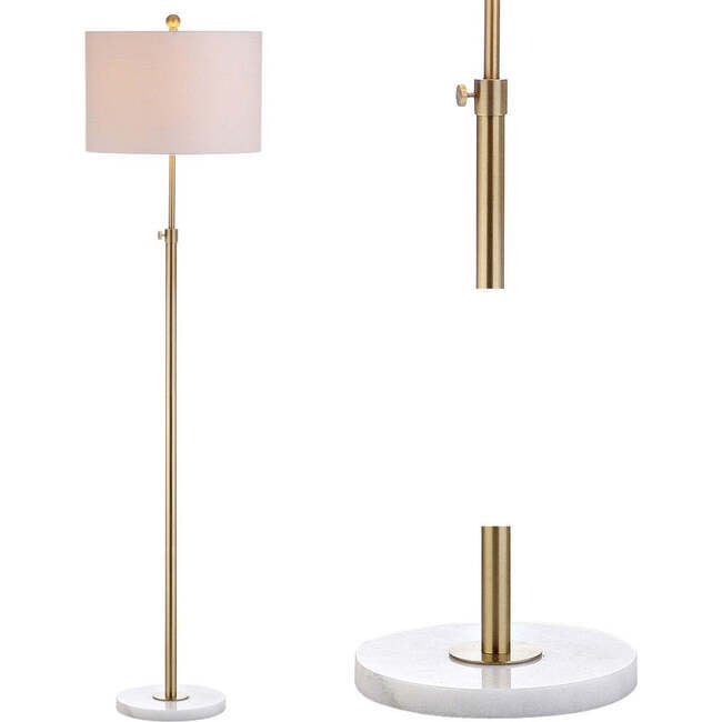June 65" Adjustable Metal/Marble LED Floor Lamp, Brass - Lighting - 6