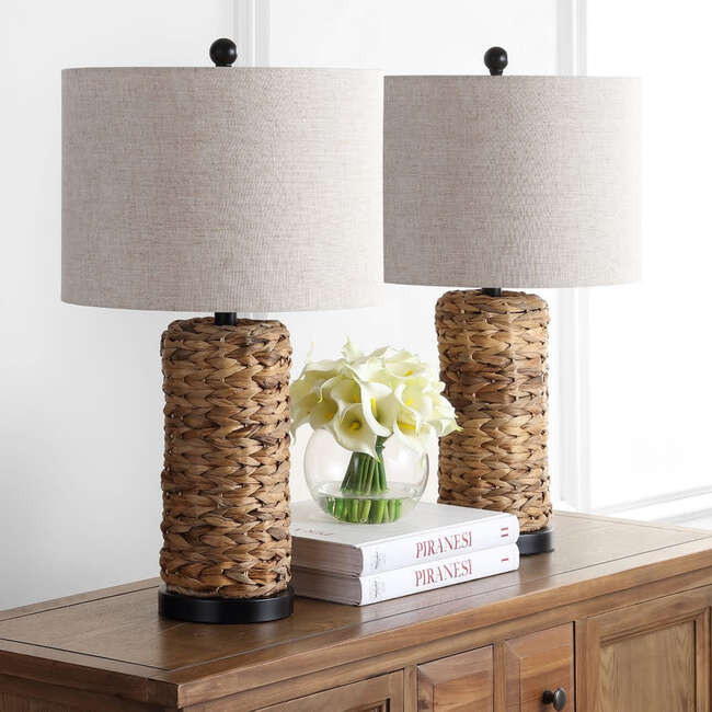 Elicia 25" 1-Light Water Hyacinth LED Table Lamp, Natural (Set of 2) - Lighting - 6