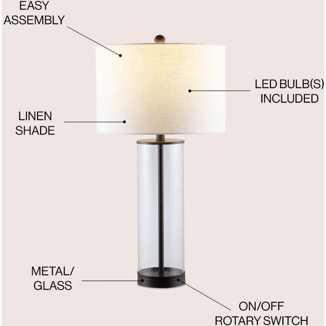 Collins 29.25" Glass LED Table Lamp, Oil Rubbed Bronze - Lighting - 3