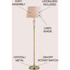 Harper 61" Crystal / Metal LED Floor Lamp, Brass Gold/Clear - Lighting - 3