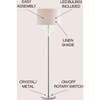 Abigail 61" Crystal / Metal LED Floor Lamp, Clear/Chrome - Lighting - 3 - thumbnail