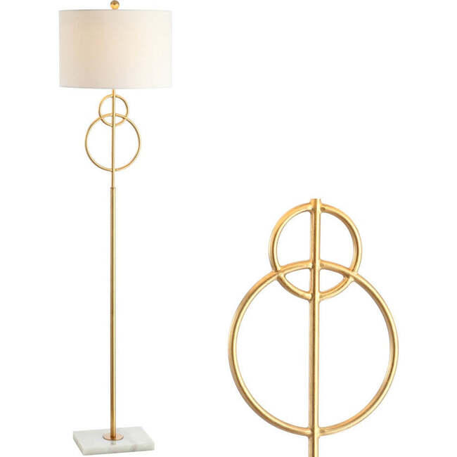 Haines 60" Modern Circle Marble/Metal LED Floor Lamp, Gold