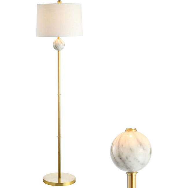 Vaughn 60" Modern Metal/Resin LED Floor Lamp, Brass Gold/White