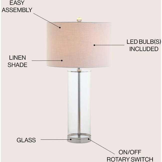 Collins 29" Glass LED Table Lamp, Clear/Chrome - Lighting - 3