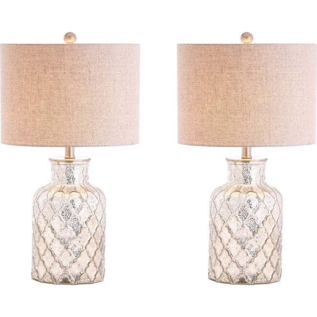 Alvord 24.5" LED Glass Table Lamp, Mercury Silver (Set of 2)