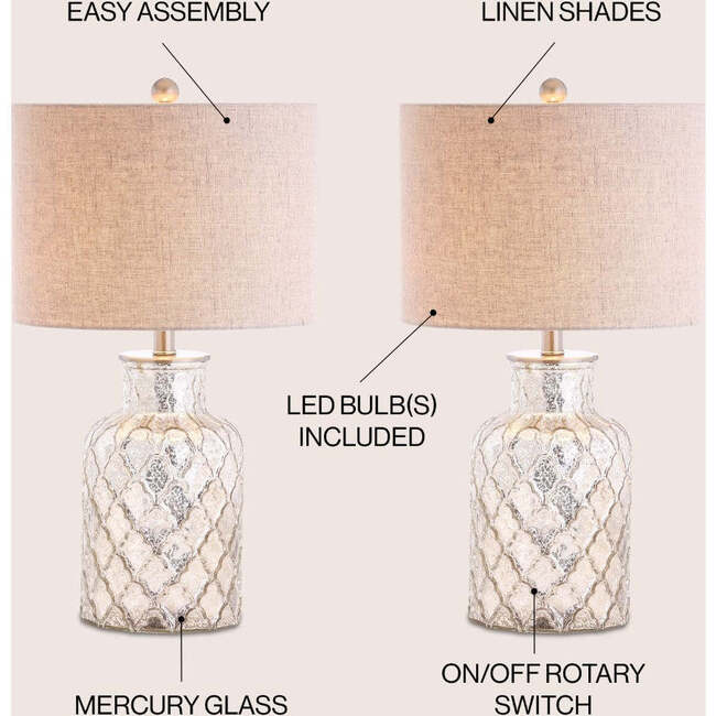 Alvord 24.5" LED Glass Table Lamp, Mercury Silver (Set of 2) - Lighting - 3
