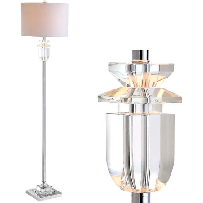 Aria 63" Crystal/Metal LED Floor Lamp, Clear/Chrome