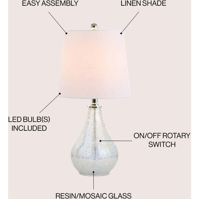 Mona 20" Mini LED Table Lamp, Mosaic White - Lighting - 3