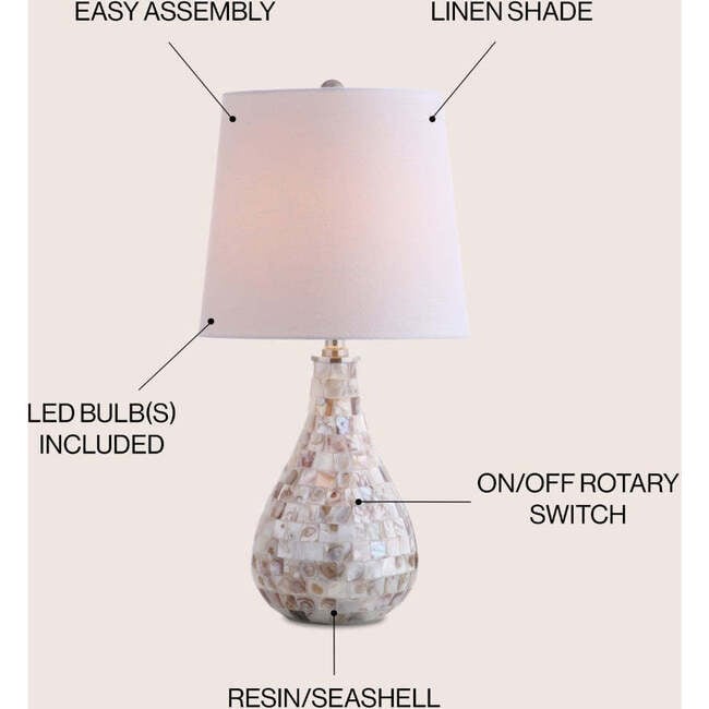 Mona 20.5" Mini LED Table Lamp, Seashell - Lighting - 3