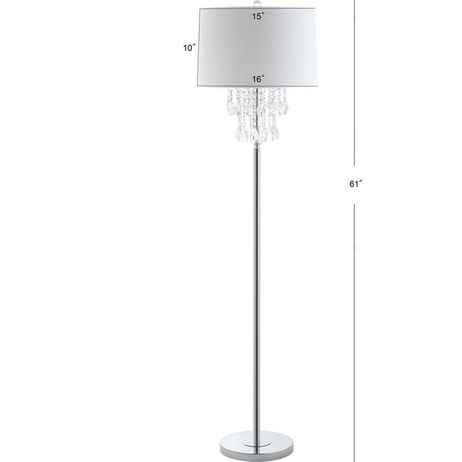 Abigail 61" Crystal / Metal LED Floor Lamp, Clear/Chrome - Lighting - 4