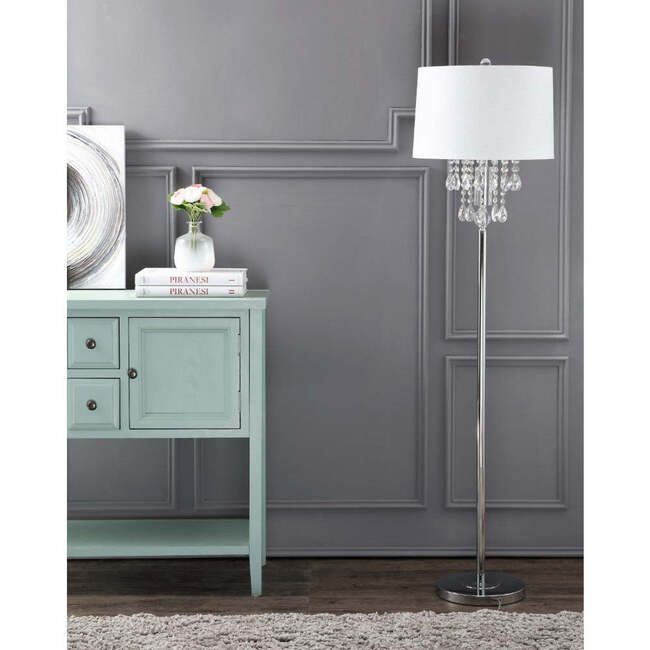 Abigail 61" Crystal / Metal LED Floor Lamp, Clear/Chrome - Lighting - 5