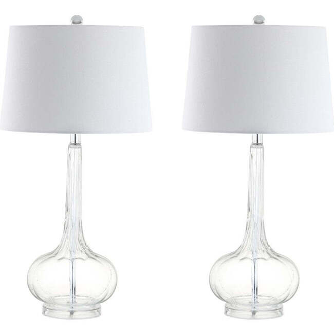 Bette 28.5" Glass Teardrop LED Table Lamp, Clear (Set of 2) - Lighting - 5