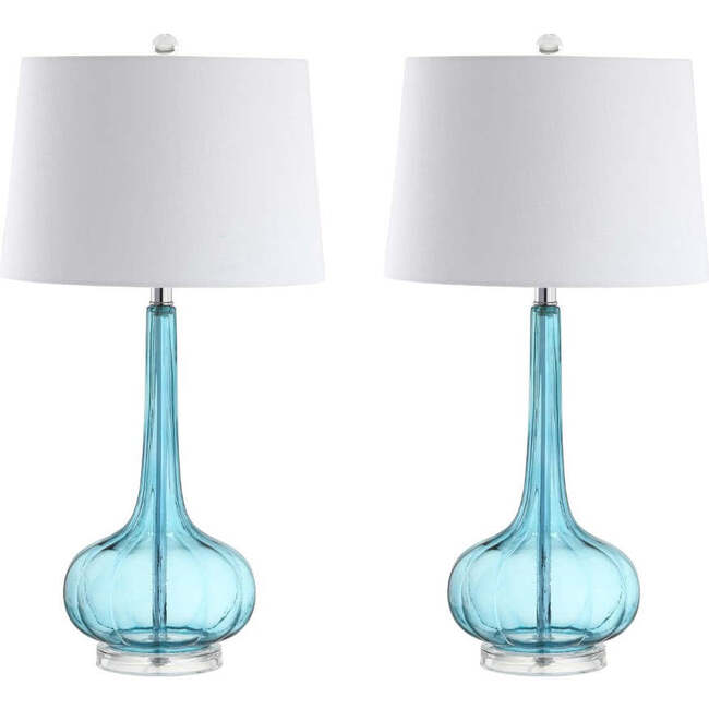Bette 28.5" Glass Teardrop LED Table Lamp, Aqua (Set of 2) - Lighting - 5